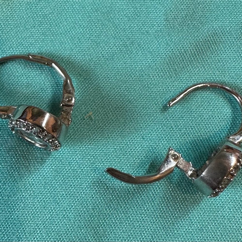 Elegant Silver Crystal Hoop Earrings - Picture 2 of 6